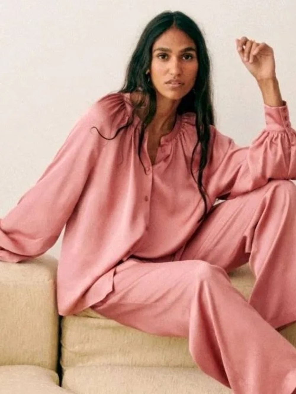 Sezane lealys shirt in rosewood
